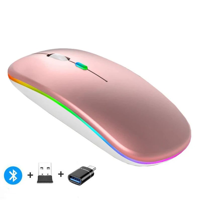 ZAVIO Rechargeable Wireless Mouse with Bluetooth and 2.4GHz Dual Modes, Includes Nano Receiver for PC, Laptop, and MacBook