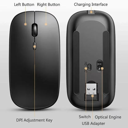 ZAVIO Rechargeable Wireless Mouse with Bluetooth and 2.4GHz Dual Modes, Includes Nano Receiver for PC, Laptop, and MacBook