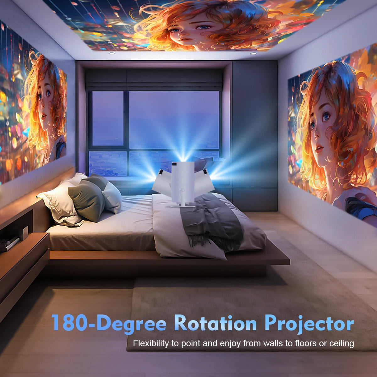 ZAVIO HY300 Pro 8K Android Projector - Dual WiFi 6, 290 ANSI Lumens, Allwinner H726, Bluetooth 5.4, 1080P, 1280x720P Home and Outdoor Cinema Projector