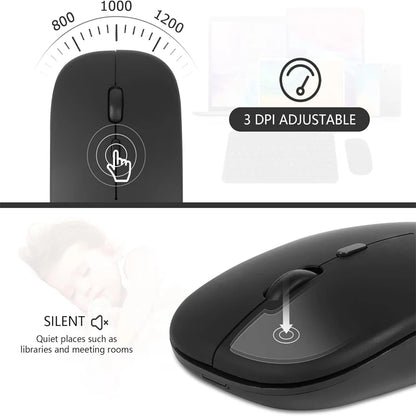 ZAVIO Rechargeable Wireless Mouse with Bluetooth and 2.4GHz Dual Modes, Includes Nano Receiver for PC, Laptop, and MacBook