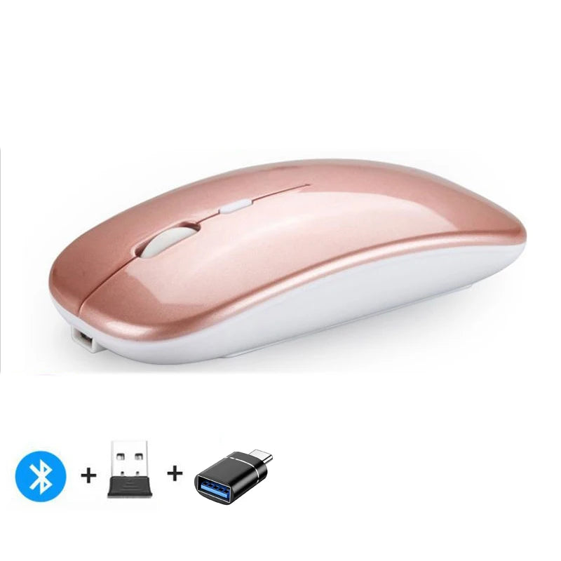 ZAVIO Rechargeable Wireless Mouse with Bluetooth and 2.4GHz Dual Modes, Includes Nano Receiver for PC, Laptop, and MacBook