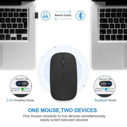 ZAVIO Rechargeable Wireless Mouse with Bluetooth and 2.4GHz Dual Modes, Includes Nano Receiver for PC, Laptop, and MacBook