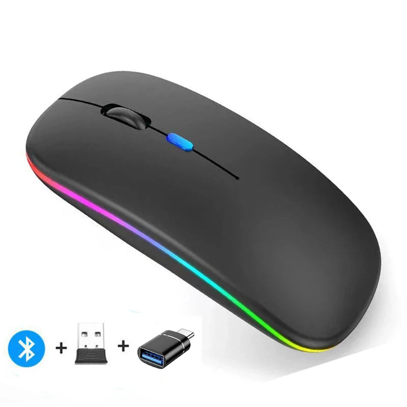 ZAVIO Rechargeable Wireless Mouse with Bluetooth and 2.4GHz Dual Modes, Includes Nano Receiver for PC, Laptop, and MacBook