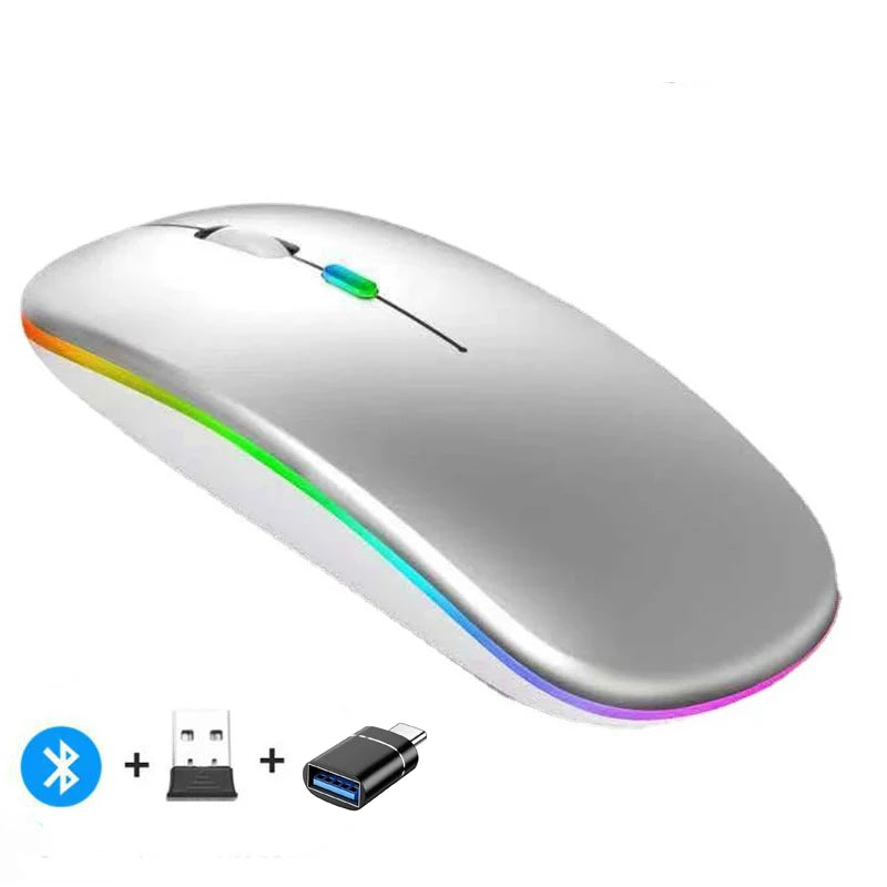 ZAVIO Rechargeable Wireless Mouse with Bluetooth and 2.4GHz Dual Modes, Includes Nano Receiver for PC, Laptop, and MacBook