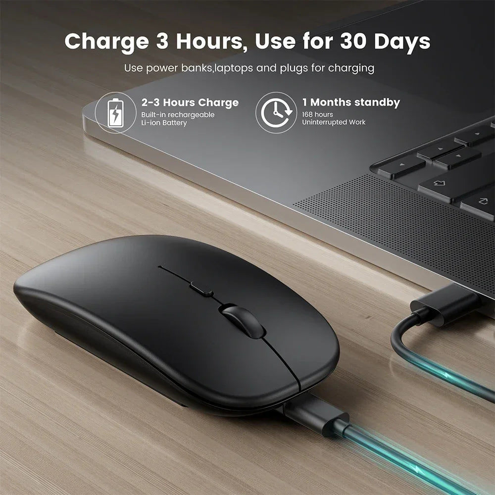 ZAVIO Rechargeable Wireless Mouse with Bluetooth and 2.4GHz Dual Modes, Includes Nano Receiver for PC, Laptop, and MacBook